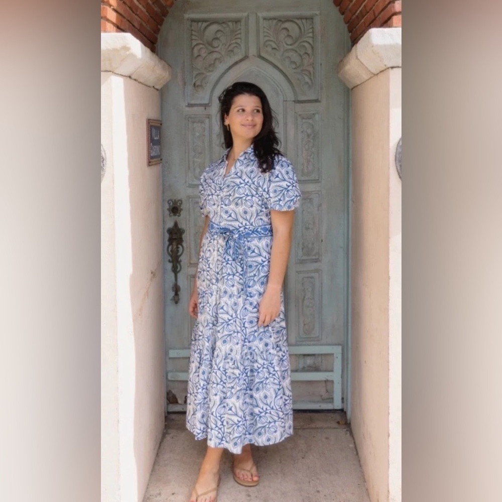Erica Wilson Nantucket XS Pomegranate Print Maxi or Midi Long Dress - Picture 10 of 11